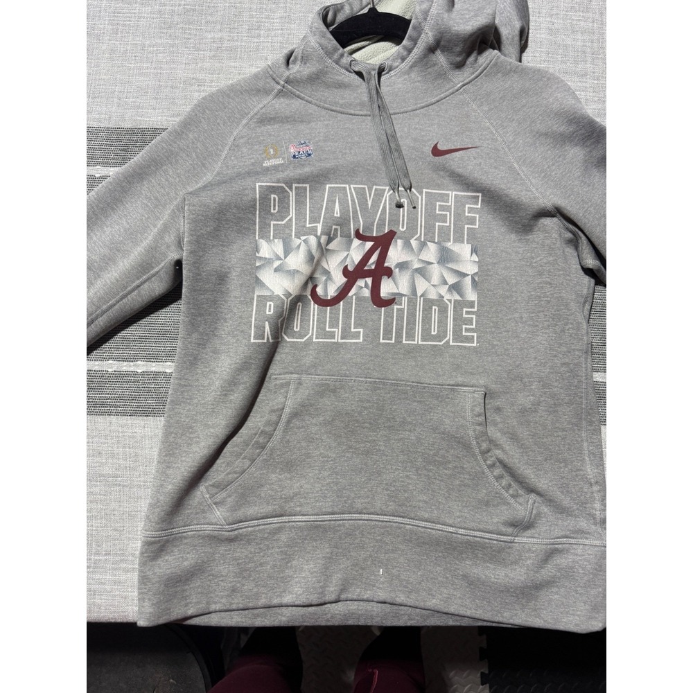 Nike Alabama Crimson Tide Playoff Hoodie Therma Fit Pullover Gray‎ Youth Medium